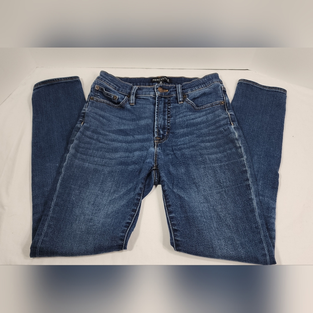 J.Crew Mercantile Women’s High-Rise Stretch Distressed Ankle Jeans Size 28 Blue
